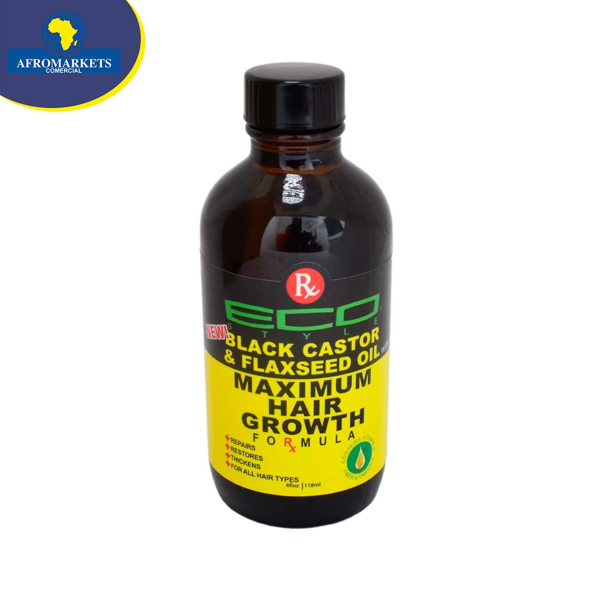 ECO Black Castor Oil & Flaxseed Oil Maximum Hair Growth 118ml Afromarkets